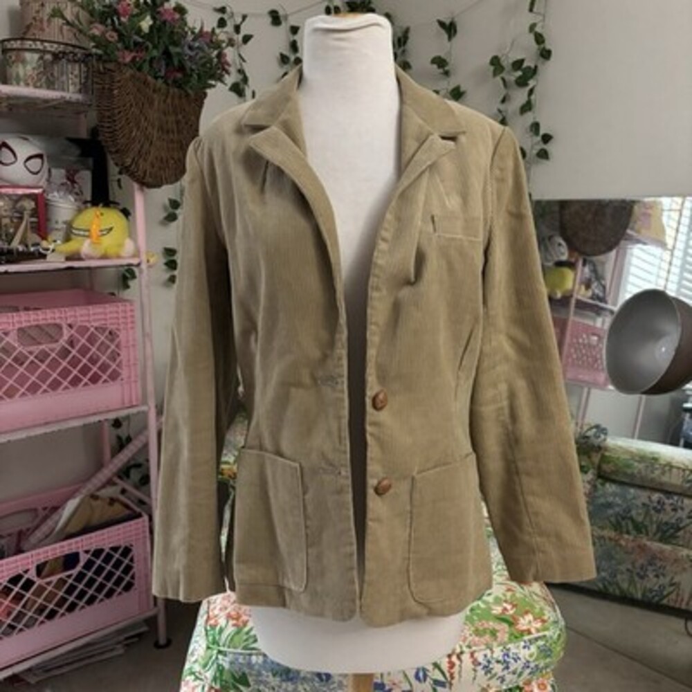 Vtg 70s JCPenney Women’s Corduroy Blazer Tan Brown Sz 12 Wide Wale Western Rodeo